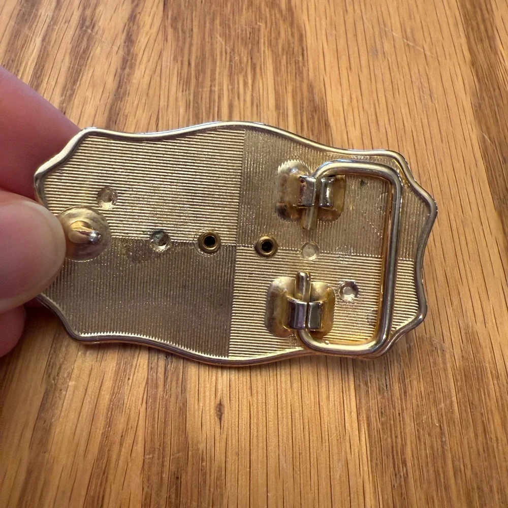 Small (Kids) Vintage Western Belt Buckle with Black Stone